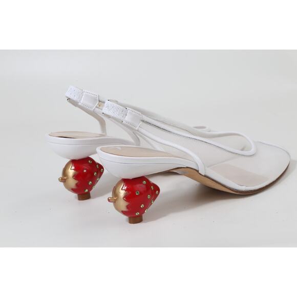 Ramon Tenza Shoes - Vintage RAMON TENZA Strawberry Heels White Mesh Slingback Pumps Designer 6.5 M